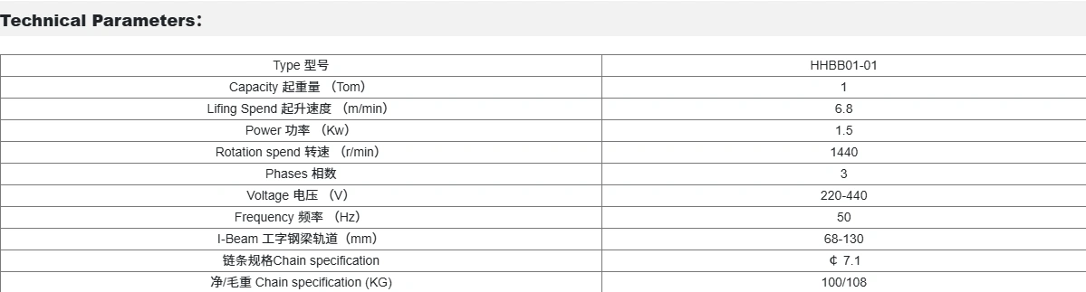 3-Phase Dual Speed Electric Chain Hoist, Compact Electric Chain Hoist Fixed